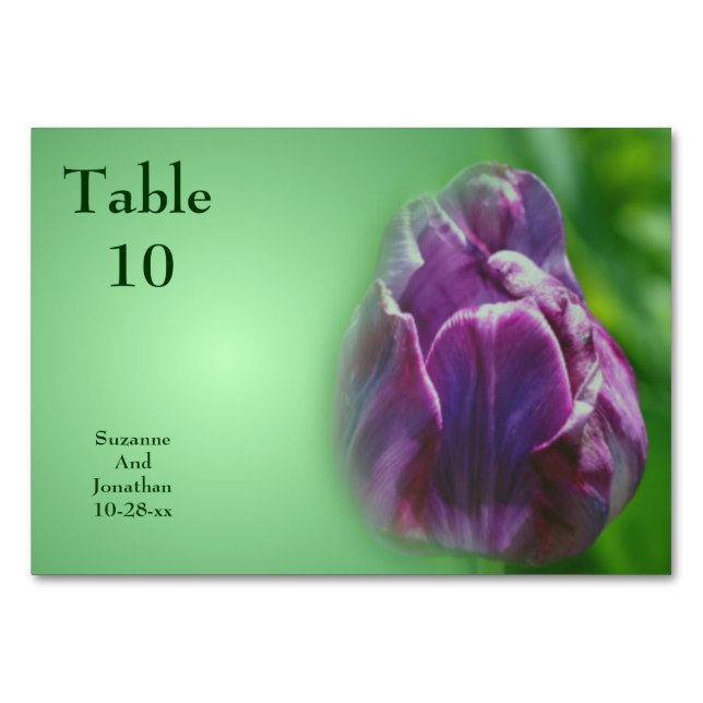 Numéro De Table Fleur de tulipe pourpre Mariage personnalisé (Devant)