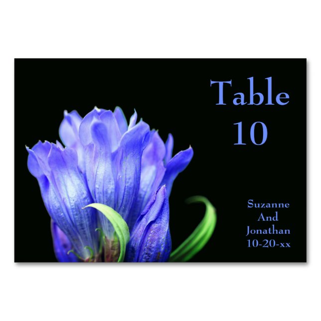 Numéro De Table Fleur Gentienne Bleue Mariage personnalisé (Devant)