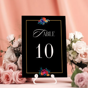 Numéro De Table Fleur mexicaine Mariage noir Table Num
