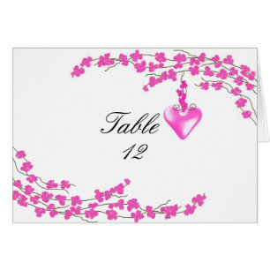 Numéro de table Fleur rose et cœur