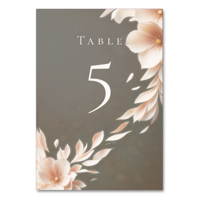 Numéro De Table Fleur rose sur brun (Dos)