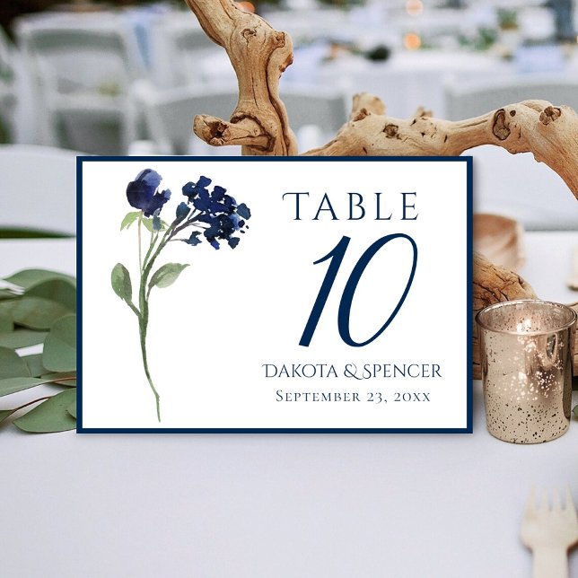 Numéro De Table Fleur sauvage | Bleu classique Fleurs de Jardin Bo (Créateur téléchargé)
