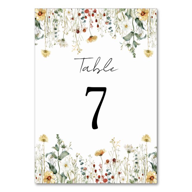 Numéro De Table Fleur sauvage d'été Mariage de terrain (Par défaut)