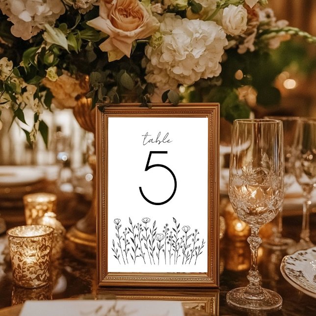 Numéro De Table Fleur sauvage élégant simple Rustique personnalisé (Chic Elegant Wildflower Simple Rustic Custom Table Number
Wedding Bridal Engagement Party)