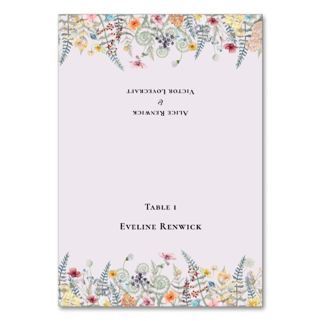 Numéro De Table Fleur sauvage Lavender Mariage Place pliable (Par défaut)
