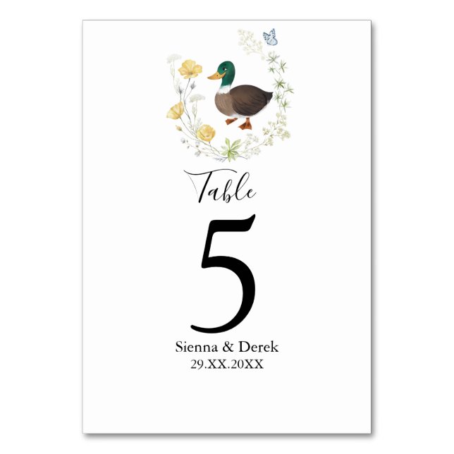 Numéro De Table Fleur sauvage Mallard Duck Mariage (Par défaut)