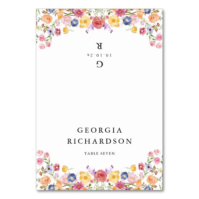 Numéro De Table Fleur sauvage Meadow Garden Wedding Boho Place Car (Par défaut)