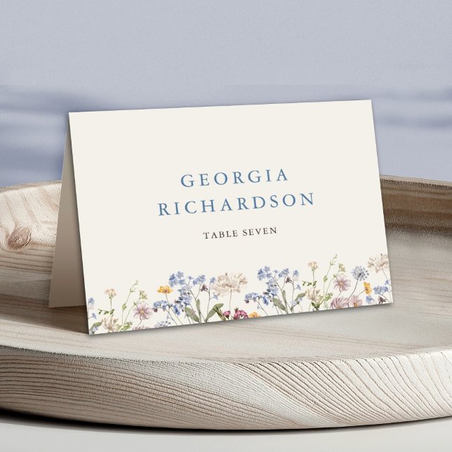 Numéro De Table Fleur sauvage Meadow Garden Wedding Boho Place Car (Colorful Spring Wildflower Meadow Garden Wedding guest name table number card)