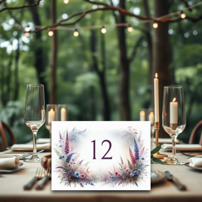 Numéro De Table Fleur sauvage mystique Rustique Mariage de bois (Créateur téléchargé)