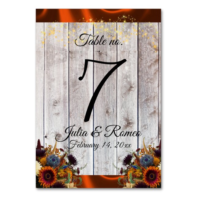 Numéro De Table Fleur sauvage, ruban et lumières - Cuivre (Par défaut)