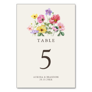 Numéro De Table Fleur sauvage Rustic Chic Floral Mariage campagnar