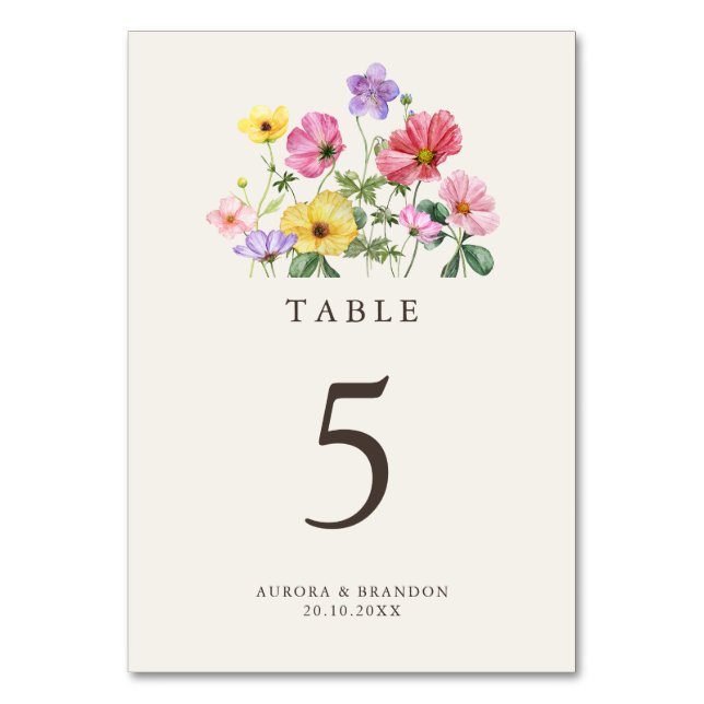 Numéro De Table Fleur sauvage Rustic Chic Floral Mariage campagnar (Par défaut)