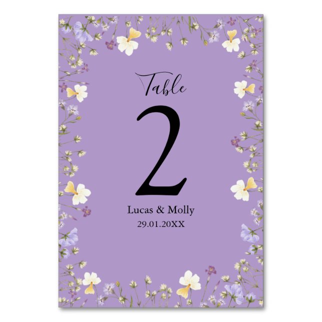 Numéro De Table Fleur sauvage violet Mariage Floral été (Par défaut)