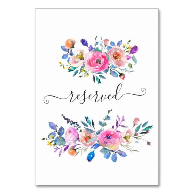 Numéro De Table Fleurs aquarelles rose vif réservées (Par défaut)
