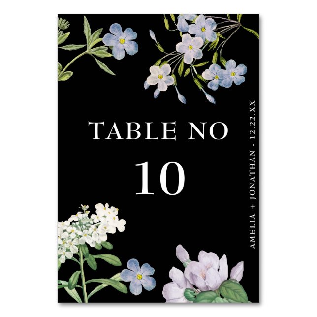 Numéro De Table Fleurs Blanches Élégantes Mariage Noir (Par défaut)