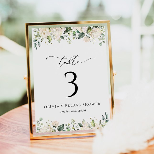 Numéro De Table Fleurs blanches, Fleurs de crème, Boho, Numéros de (Créateur téléchargé)