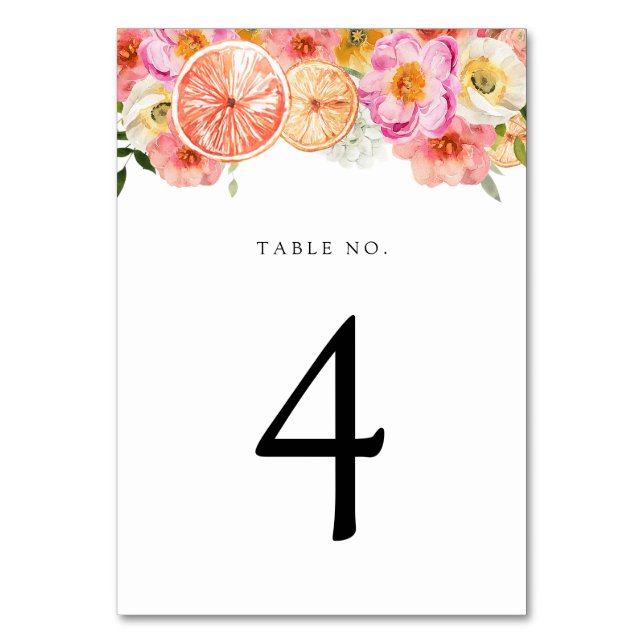 Numéro De Table Fleurs d'agrumes roses Numéro de tableau (Par défaut)