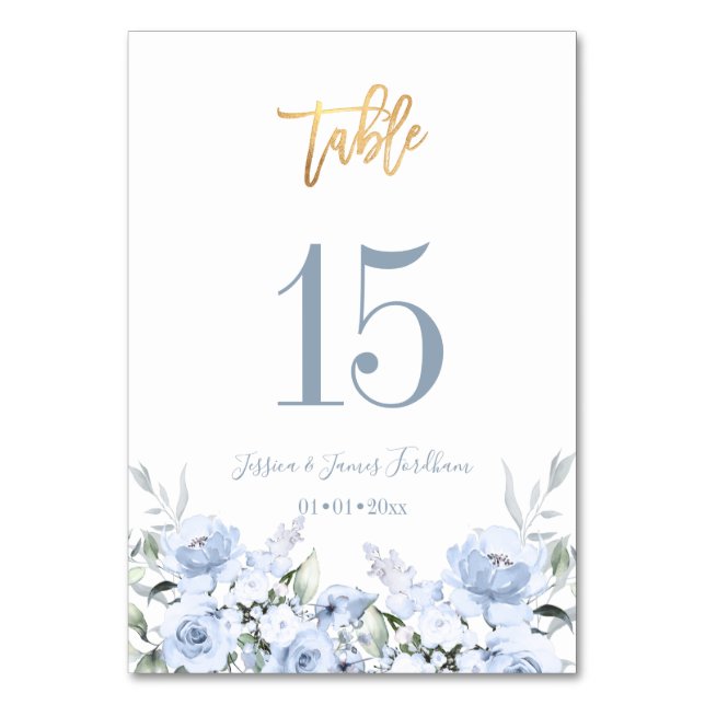 Numéro De Table Fleurs d'aquarelle bleu foncé Mariage Numéro de ta (Par défaut)