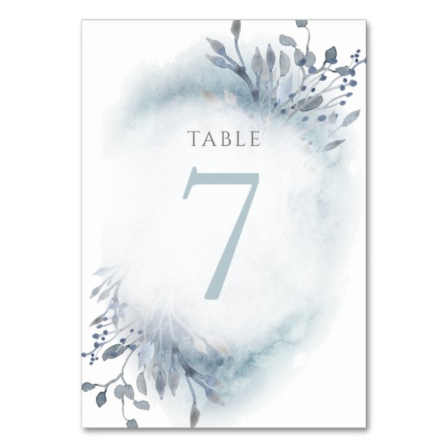 Numéro De Table fleurs d'aquarelle bleu poussiéreux Tableau Numéro (Par défaut)