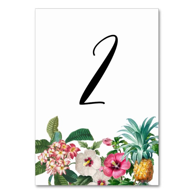 Numéro De Table Fleurs d'aquarelle tropicale et Mariage de verdure (Par défaut)