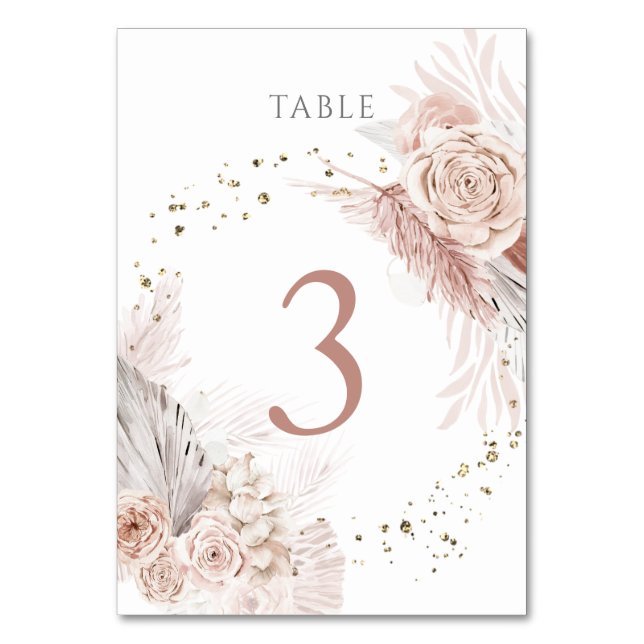 Numéro De Table fleurs de boho d'aquarelle Tableau Numéro 3 (Par défaut)