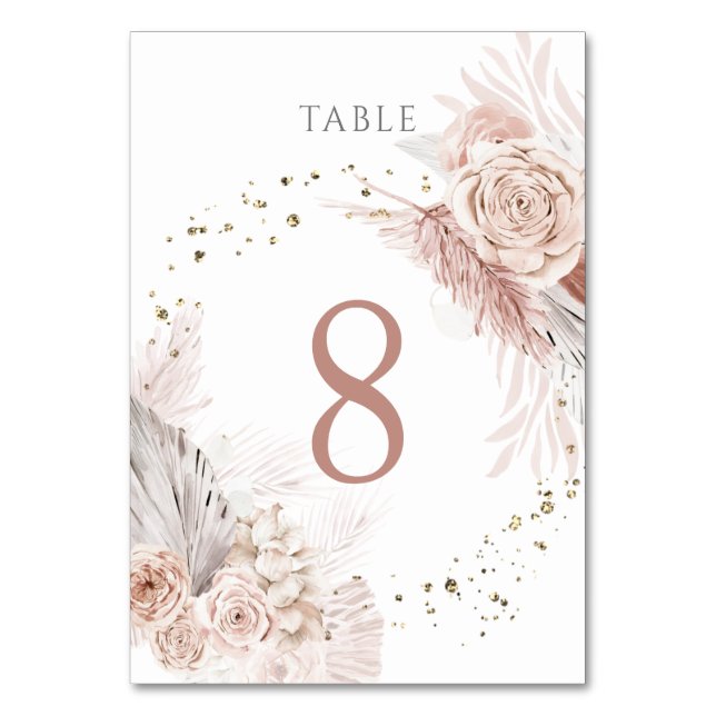 Numéro De Table fleurs de boho d'aquarelle Tableau Numéro 8 (Par défaut)