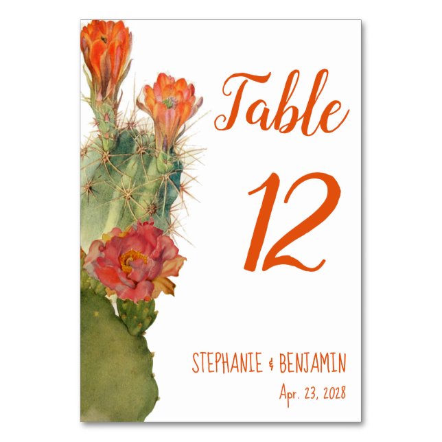 Numéro De Table Fleurs de cactus Mariage d'aquarelle botanique (Par défaut)