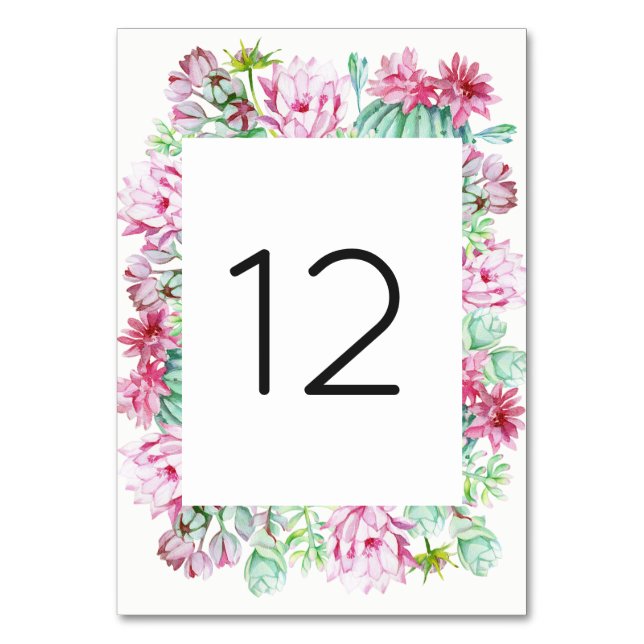 Numéro De Table Fleurs de cactus roses Succulents Numéro de tablea (Par défaut)