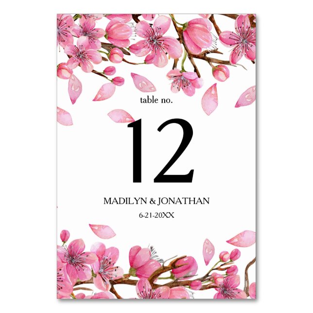 Numéro De Table Fleurs de cerisiers roses (Par défaut)