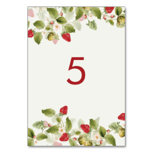 Numéro De Table Fleurs de fraises rouges sucrées Mariage