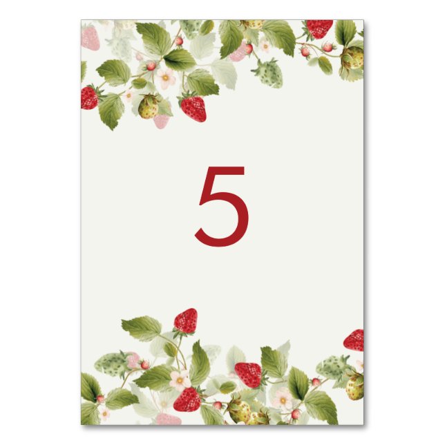 Numéro De Table Fleurs de fraises rouges sucrées Mariage (Par défaut)