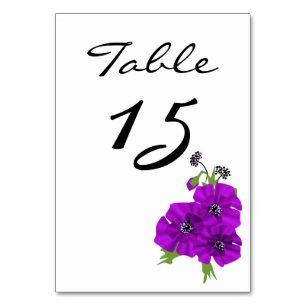 Numéro De Table Fleurs de pavots violets floraux minimalistes simp