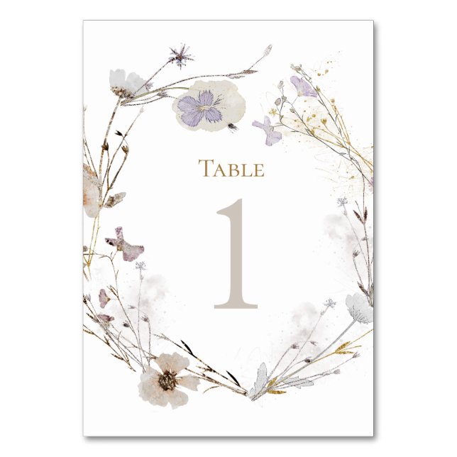 Numéro De Table fleurs de prairie Tableau Numéro 1 (Par défaut)