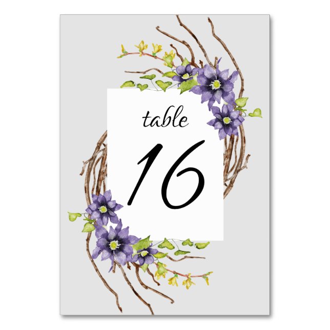Numéro De Table Fleurs de printemps d'aquarelle brindilles nues ma (Par défaut)