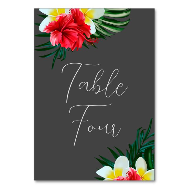 Numéro De Table Fleurs hawaïennes tropicales Mariage élégant sur G (Par défaut)