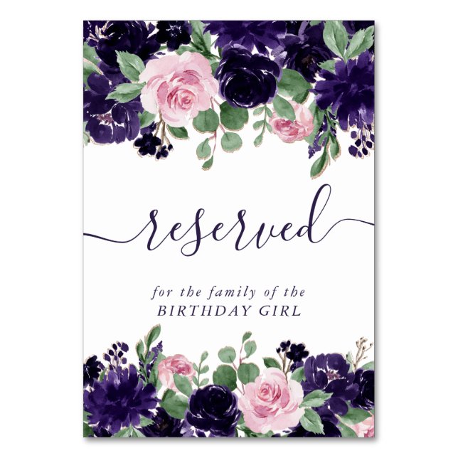 Numéro De Table Fleurs luxuriantes | Roses violettes et roses rése (Par défaut)