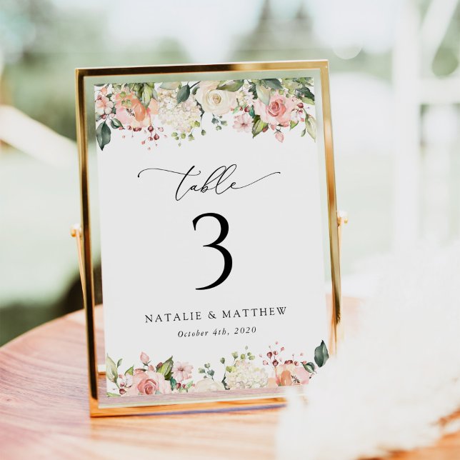Numéro De Table Fleurs roses, Fleurs blanches, Boho, Numéros de ta (Créateur téléchargé)