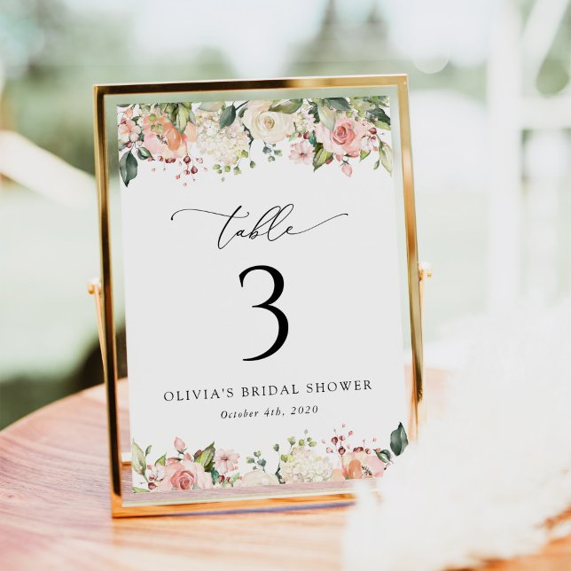 Numéro De Table Fleurs roses, Fleurs blanches, Boho, Numéros de ta (Créateur téléchargé)