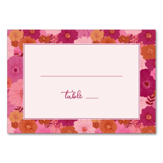 Numéro De Table Fleurs roses joyeuses (Devant)