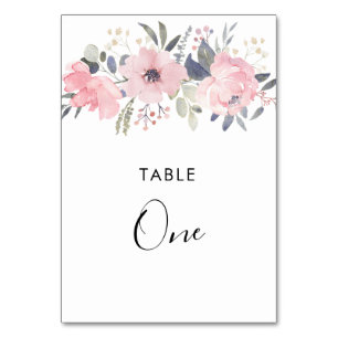 Numéro De Table Fleurs roses rustiques feuillage