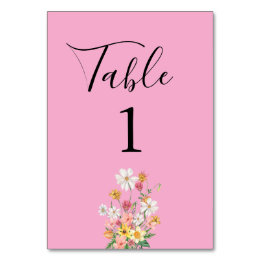 Numéro De Table Fleurs Sauvages Anniversaire Rose