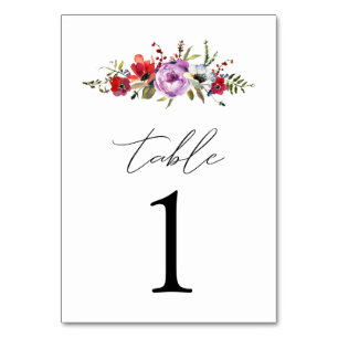 Numéro De Table Fleurs sauvages et romance