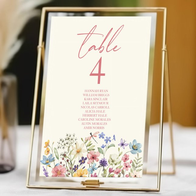 Numéro De Table Fleurs sauvages fleurs sauvages Jardin Floral Mari (Créateur téléchargé)