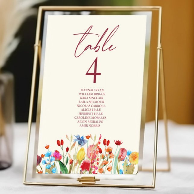 Numéro De Table Fleurs sauvages fleurs sauvages Jardin Floral Mari (Créateur téléchargé)