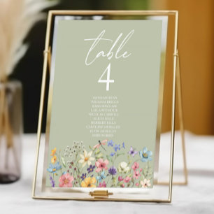 Numéro De Table Fleurs sauvages fleurs sauvages Jardin Floral Mari