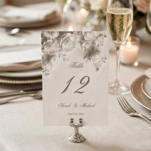 Numéro De Table Fleurs sculptées en ivoire Mariage