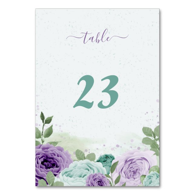 Numéro De Table fleurs violettes bleues verdure botanique (Par défaut)