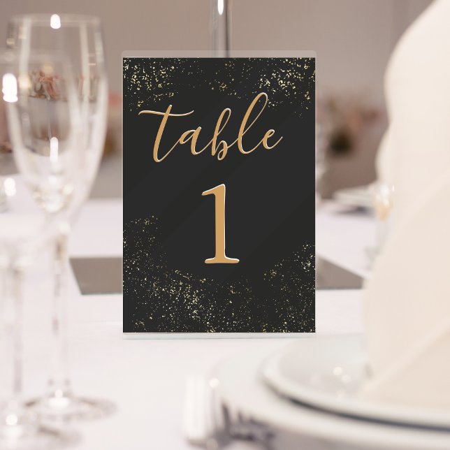 Numéro De Table Floral Black Gold 50e anniversaire Mariage (Créateur téléchargé)