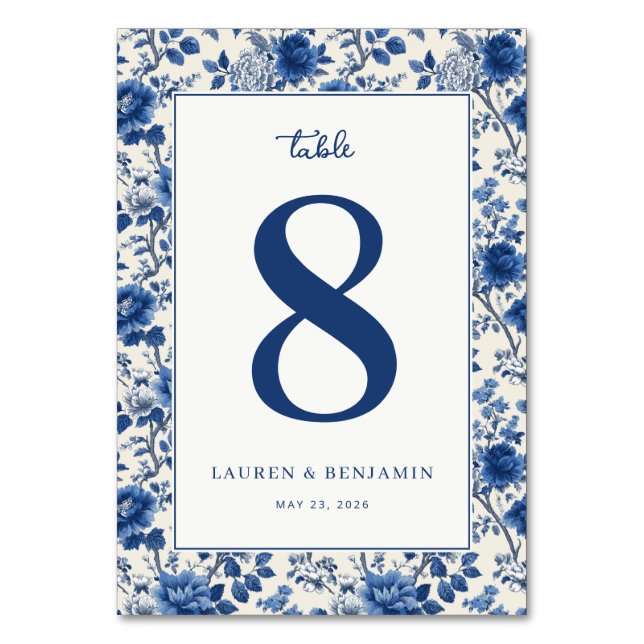Numéro de table floral bleu élégant (Par défaut)
