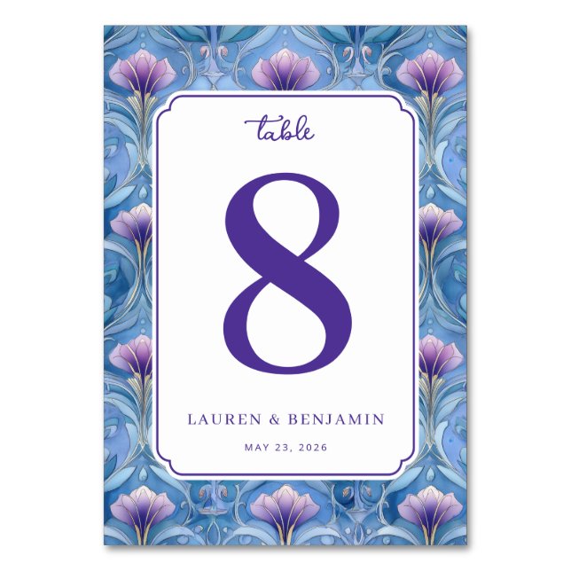 Numéro de table floral bleu élégant (Par défaut)
